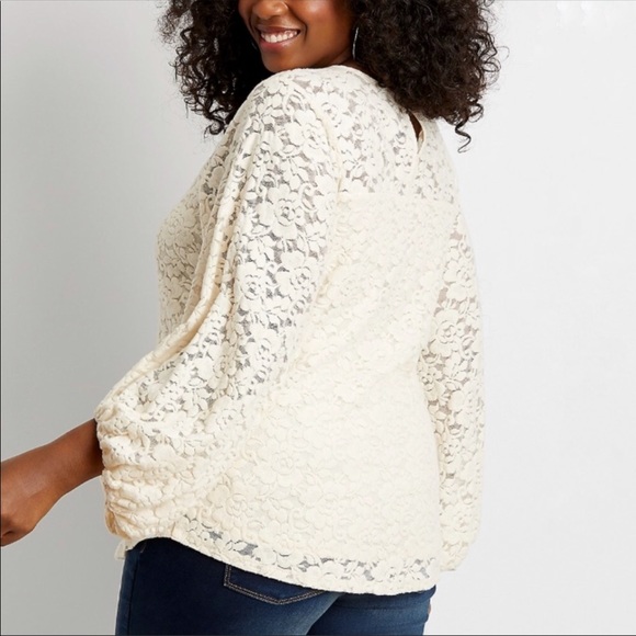 Sz S/L/XL Solid Cozy Lace Balloon Sleeve - Picture 12 of 13